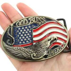 New God bless America eagle American flag belt buckle Choose One Color